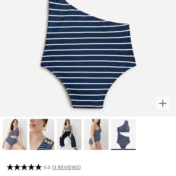 🆕 NWT J. Crew Navy Asymmetrical Nautical Piece Bikini Swimsuit Stripe PLUS 16 - Picture 10 of 16